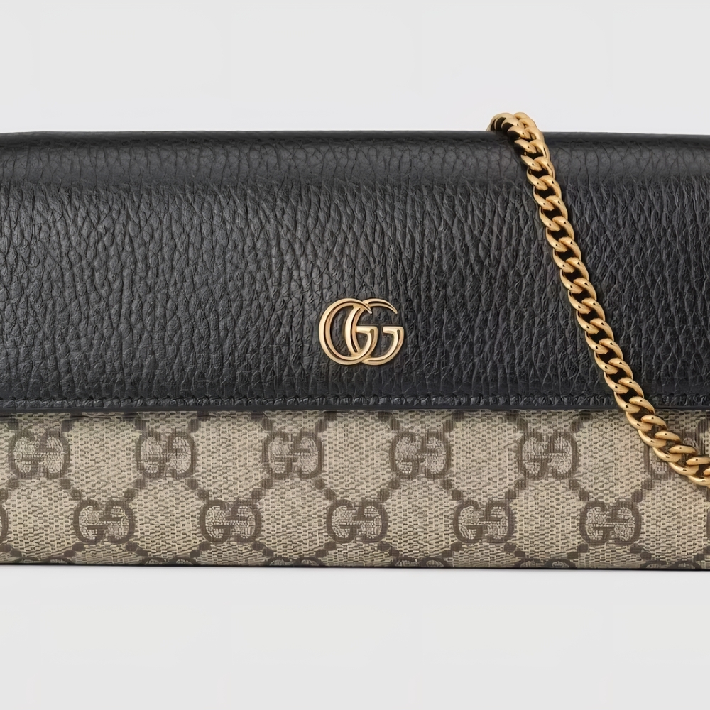 GG Marmont bi-color wallet on chain